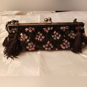 Vintage Woman's Vintage Evening Beaded Purse, Pre-Owned, Black